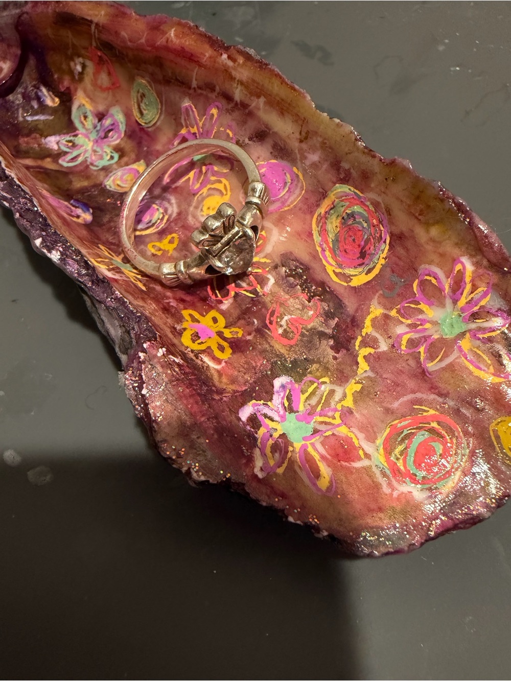Hand painted shell trinket ring holder from Saint Simon’s island